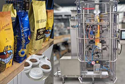Rovema BVC 260 verpackt geröstete Kaffeebohnen in 1-kg-Standbodenbeuteln für einen polnischen Kunden.